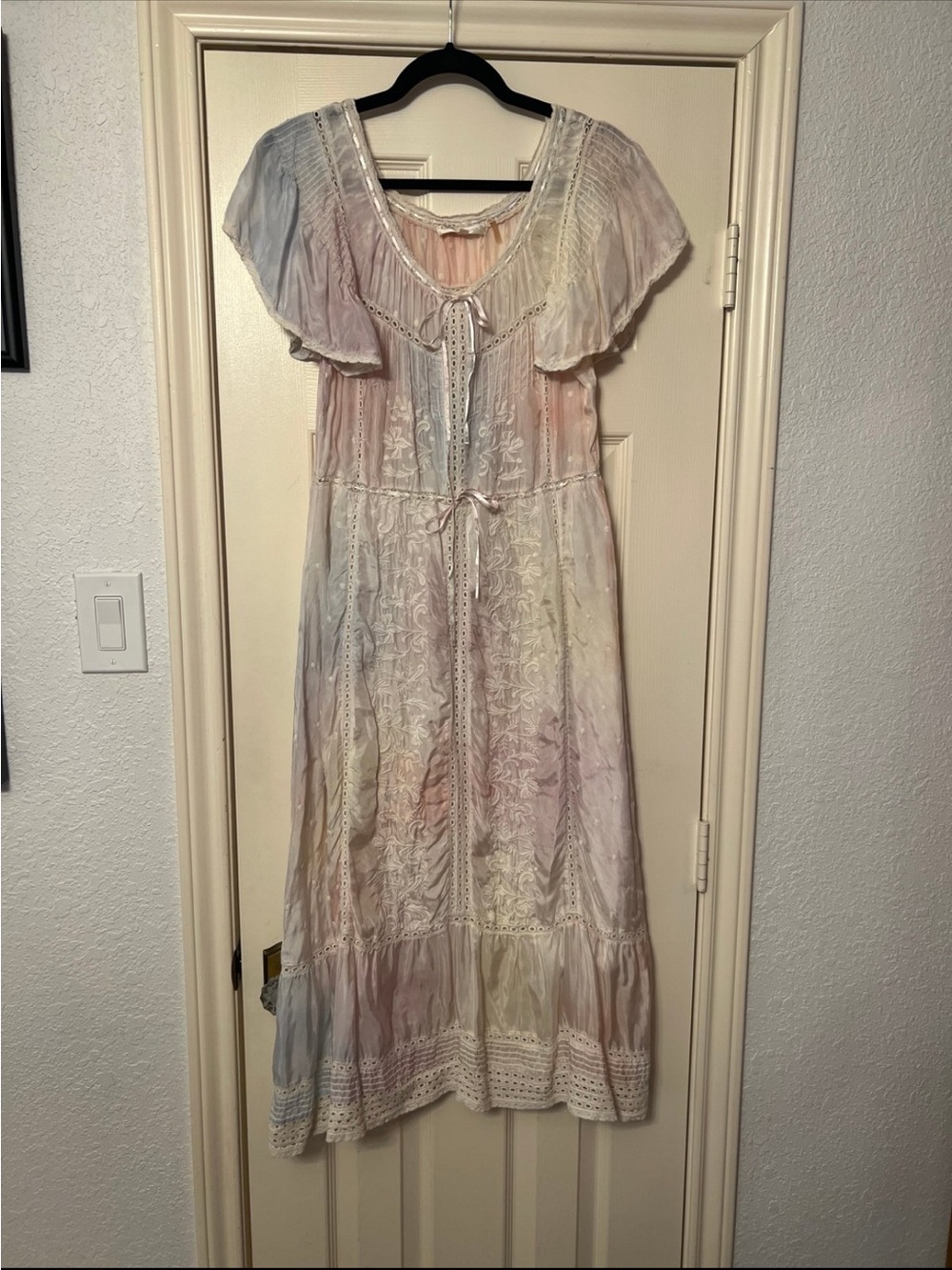 Loveshackfancy Pastel Tie-Dye Lace-Trim Midi Dress - Women's